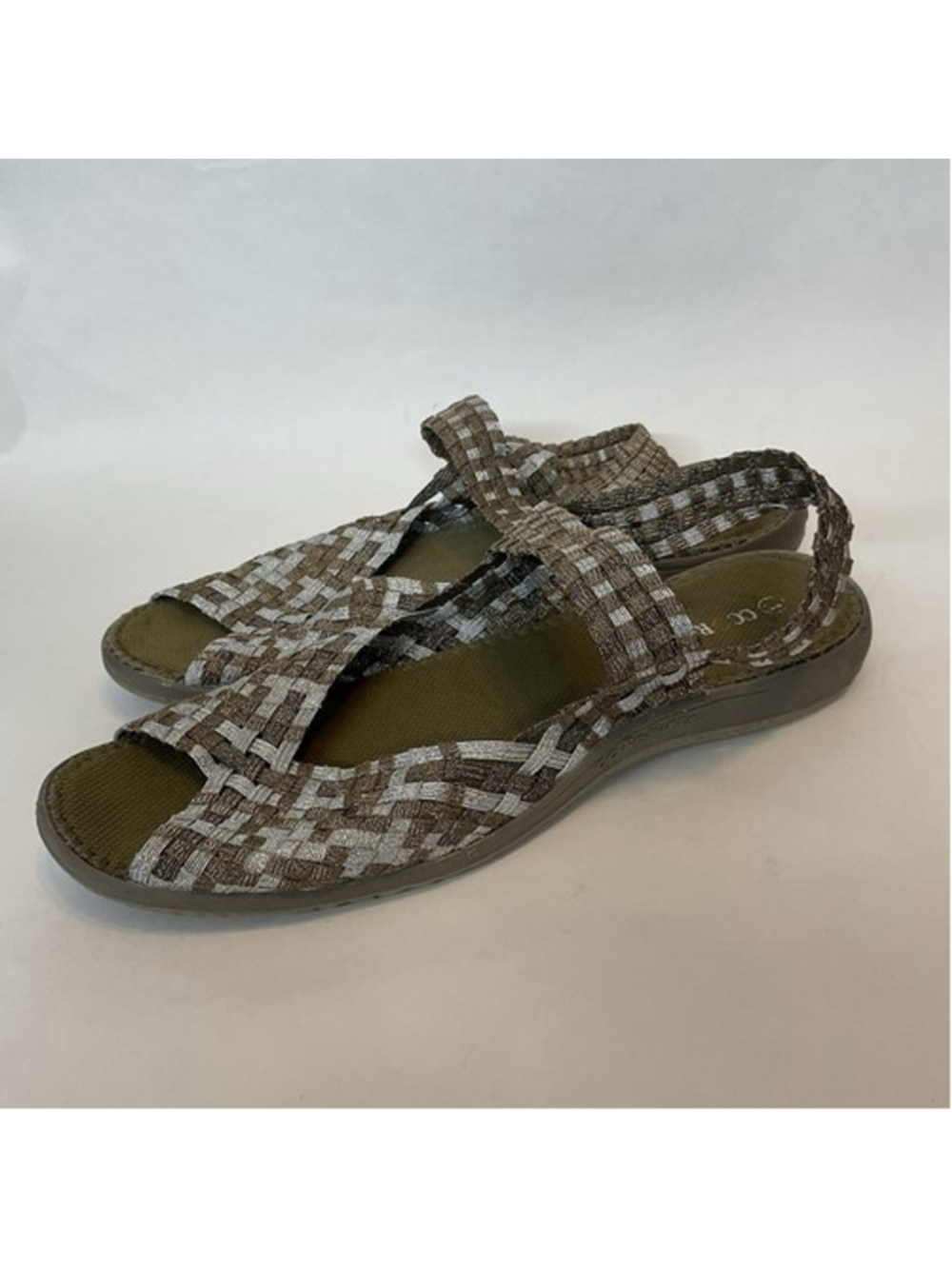 CC Resorts Earth Tone Brown/Taupe Weave Open Toe Mary Jane Shoes Women 9/9.5